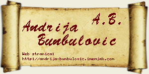 Andrija Bunbulović vizit kartica